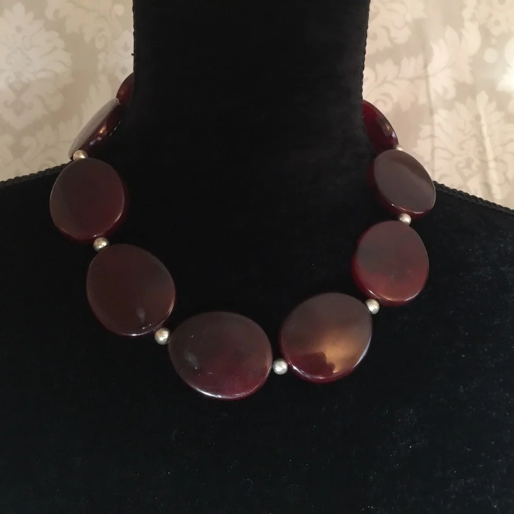 Vintage 60’s Burgundy Ovals necklace